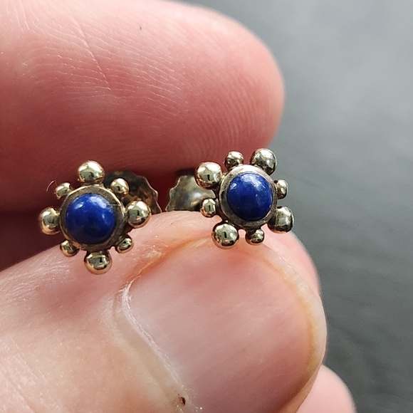 Astley Clarke Floris Mini Stud Earrings, Lapis Lazuli Gold Vermeil, VERY USED - Picture 5 of 16